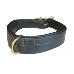 Läderhalsband med krokodil prägling