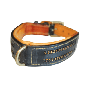 Äkta läderhalsband med dekor av guldkedjor